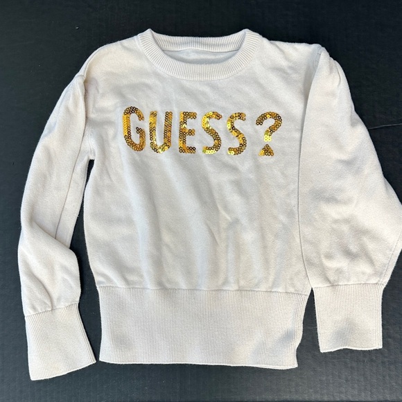 Guess Cream Sweater with Gold Sequin Logo - Picture 1 of 4